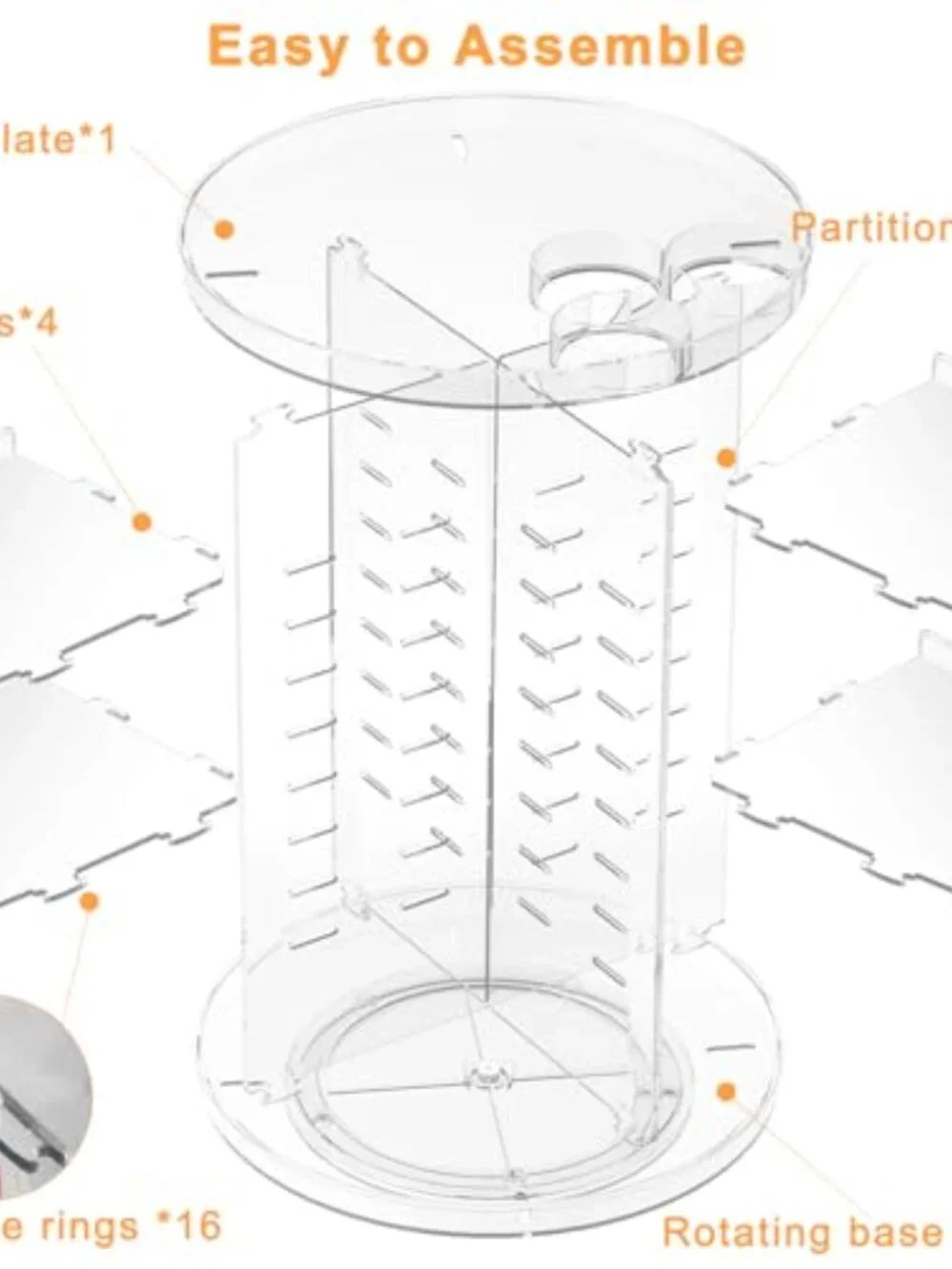 Rotating Makeup Organizer, DIY 8 Adjustable Layers Spinning‎ Skincare Organizer,